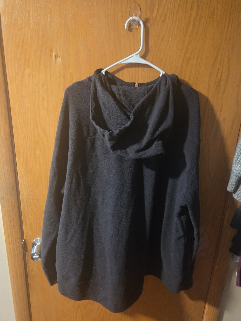 Womens Black Hooded Pullover Sweater With Thumb Holes And Pockets